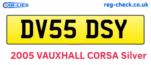 DV55DSY are the vehicle registration plates.