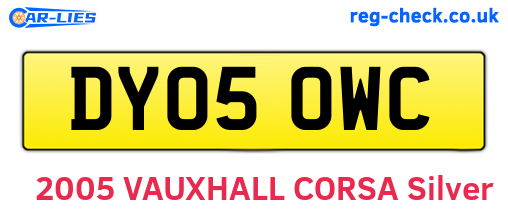 DY05OWC are the vehicle registration plates.