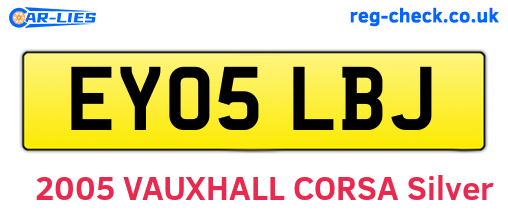 EY05LBJ are the vehicle registration plates.
