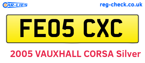 FE05CXC are the vehicle registration plates.
