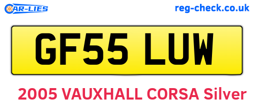 GF55LUW are the vehicle registration plates.