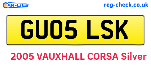 GU05LSK are the vehicle registration plates.
