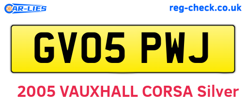 GV05PWJ are the vehicle registration plates.