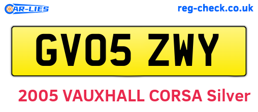 GV05ZWY are the vehicle registration plates.