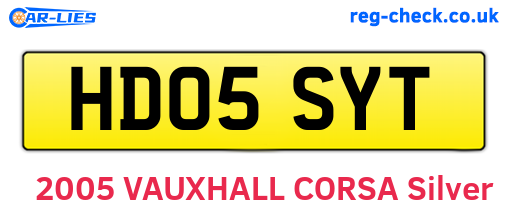 HD05SYT are the vehicle registration plates.