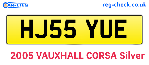 HJ55YUE are the vehicle registration plates.