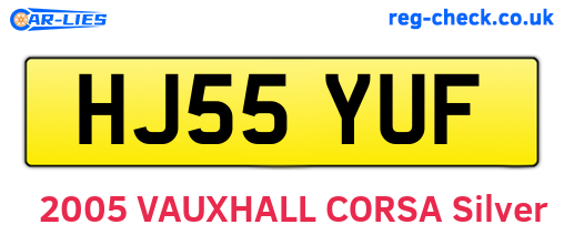 HJ55YUF are the vehicle registration plates.