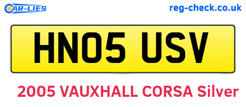 HN05USV are the vehicle registration plates.
