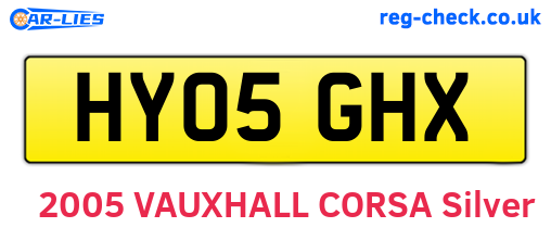 HY05GHX are the vehicle registration plates.