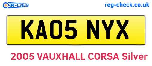 KA05NYX are the vehicle registration plates.