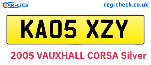 KA05XZY are the vehicle registration plates.