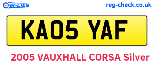 KA05YAF are the vehicle registration plates.