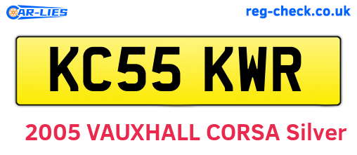 KC55KWR are the vehicle registration plates.