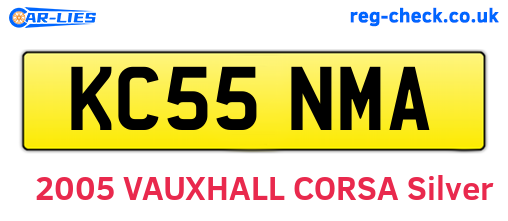 KC55NMA are the vehicle registration plates.