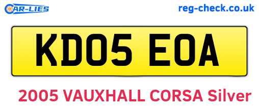 KD05EOA are the vehicle registration plates.
