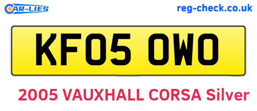 KF05OWO are the vehicle registration plates.