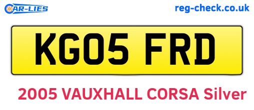KG05FRD are the vehicle registration plates.