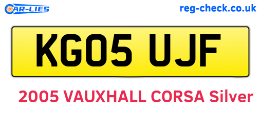 KG05UJF are the vehicle registration plates.