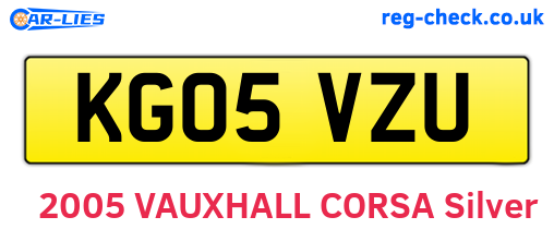 KG05VZU are the vehicle registration plates.