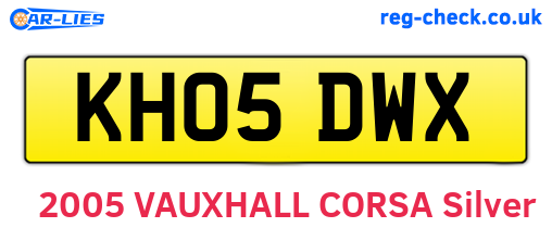 KH05DWX are the vehicle registration plates.