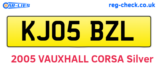 KJ05BZL are the vehicle registration plates.