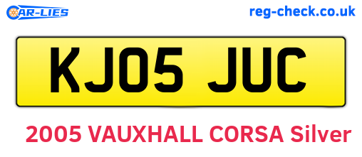 KJ05JUC are the vehicle registration plates.