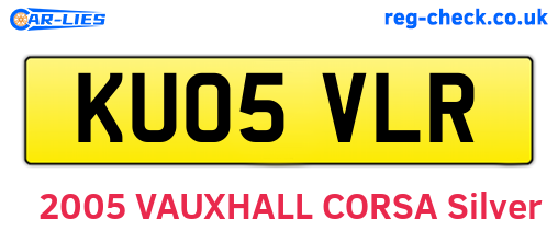 KU05VLR are the vehicle registration plates.