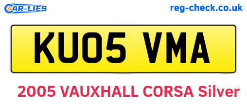 KU05VMA are the vehicle registration plates.