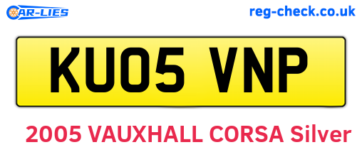 KU05VNP are the vehicle registration plates.