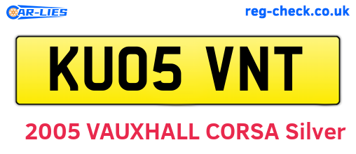 KU05VNT are the vehicle registration plates.