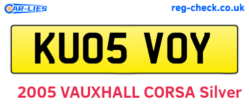 KU05VOY are the vehicle registration plates.