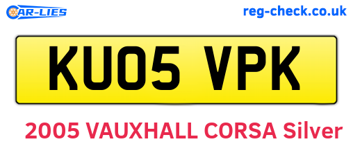 KU05VPK are the vehicle registration plates.