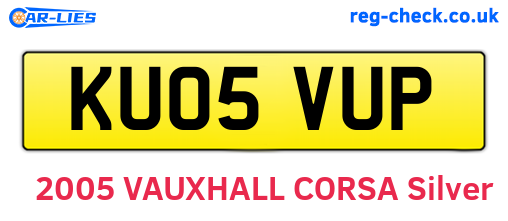 KU05VUP are the vehicle registration plates.