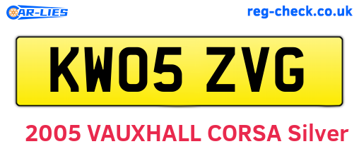 KW05ZVG are the vehicle registration plates.