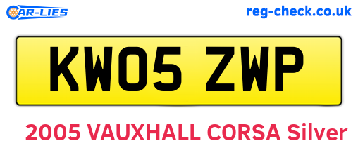 KW05ZWP are the vehicle registration plates.