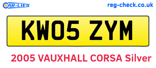 KW05ZYM are the vehicle registration plates.