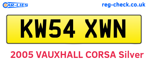KW54XWN are the vehicle registration plates.
