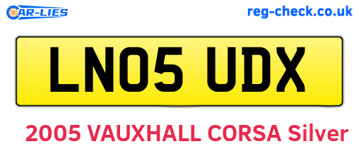 LN05UDX are the vehicle registration plates.
