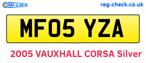 MF05YZA are the vehicle registration plates.