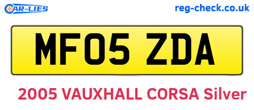 MF05ZDA are the vehicle registration plates.