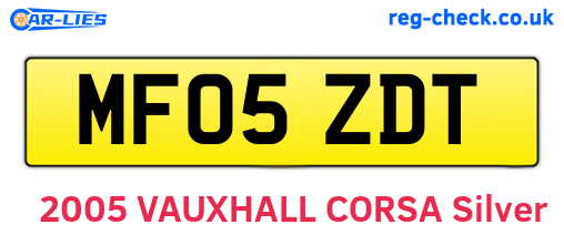 MF05ZDT are the vehicle registration plates.