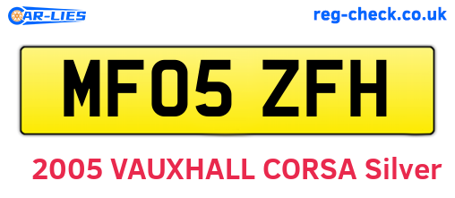 MF05ZFH are the vehicle registration plates.