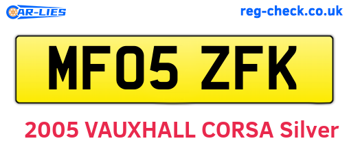 MF05ZFK are the vehicle registration plates.