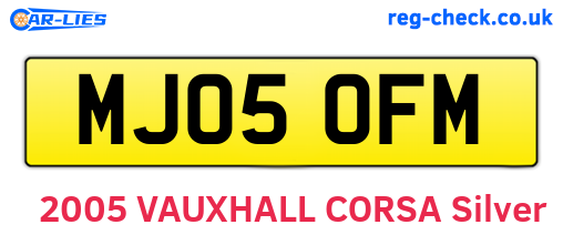 MJ05OFM are the vehicle registration plates.