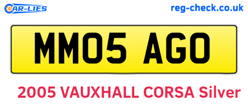 MM05AGO are the vehicle registration plates.