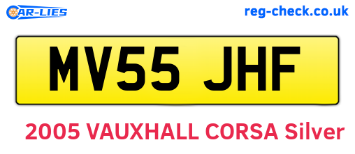 MV55JHF are the vehicle registration plates.