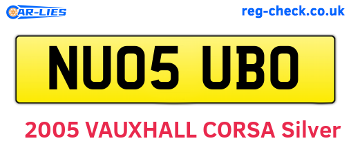 NU05UBO are the vehicle registration plates.