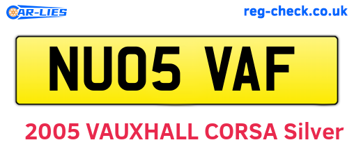 NU05VAF are the vehicle registration plates.