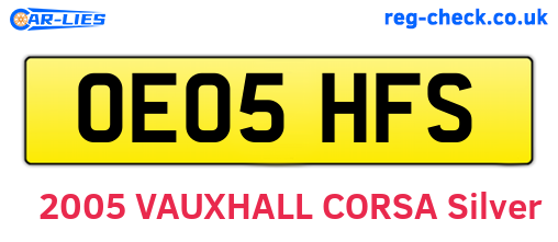 OE05HFS are the vehicle registration plates.