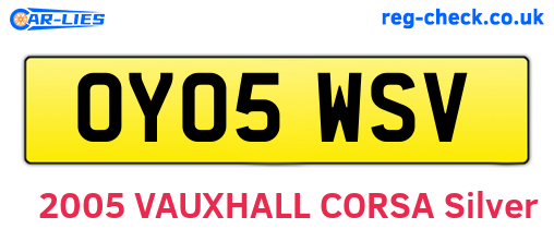 OY05WSV are the vehicle registration plates.